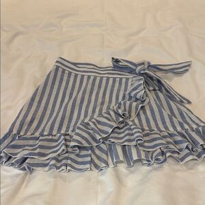 SHEIN Blue and White Asymmetrical Striped Skirt